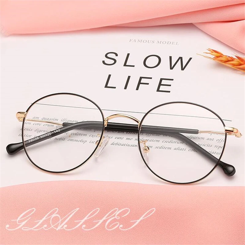 Oval 1.56 Aspherical Lens Prescription Eyeglasses Women Men Student Optical Spectacle Nearsighted Glasses 0 -0.5 -0.75 To -6.0 6