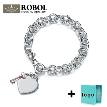 

Sl tfb ttff rllen original 925 prata esterlina nova chave gravada corpo duro pulseira, adequado para entrega gratuita de festa f