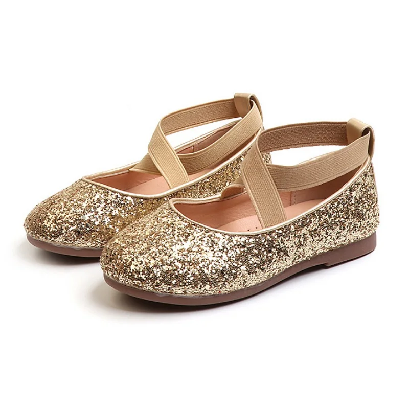 

Spring Summer Autumn Infant Baby Kids Girls PU Princess Fashion Comfortable Sequin Design Ballet Flat Shoes for Wedding Party