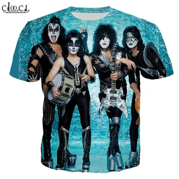 

CLOOCL Rock Metal Kiss Band Harajuku T Shirt Men Women 3D Printed Casual Tshirt Hip Hop Streetwear Fashion Men Women Pullovers