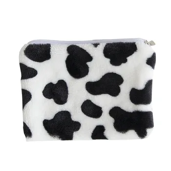 

Lovely Cow Pattern Plush Coin Purses Mini Coin Wallet Zipper Bag Card Holder Credit ID Pocket Women Girls Female Coin Purse New