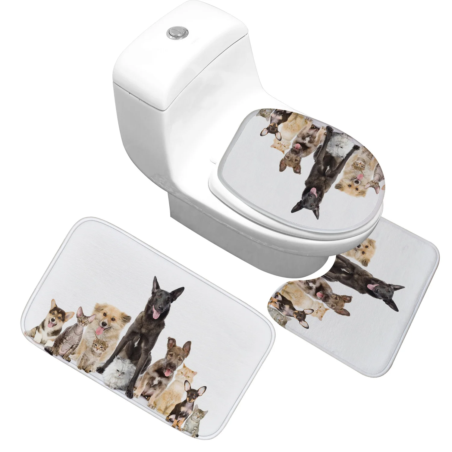 GJZ Zeegle Bathroom Carpet Set Anti Slip Bathroom Doormat Shower Mat Flannel Soft Toilet Seat Cover Absorbent Toilet Pedestal Rug - Цвет: GJZ