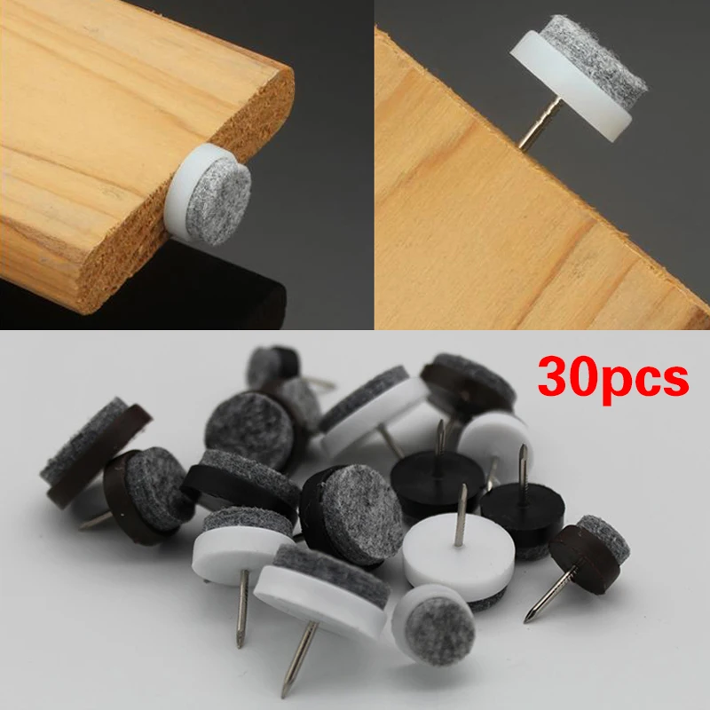 20x Table de Meubles, Coussin en Feutre pour Meubles Glide Slide DIY Protecteur d'ongles Blanc 24 Mm avec Clou Fieltro Hardware Chaise Jambe Sol Feutre Pad Skid (#01