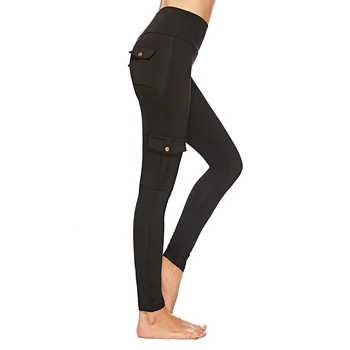 

High Waist Fitness Leggings Women Pocket Leggings Solid Color Push Up Legging Women Clothing Nylon Leggings