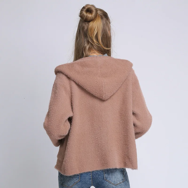 New Autumn Winter Warm Women Short Hooded Cardigan Pockets Ladies Sweater Outwear Female Casual Knitted Coats 2020 Robe Femme New Autumn Winter Warm Women Short Hooded Cardigan Pockets Ladies Sweater Outwear Female Casual Knitted Coats 2020 Robe Femme