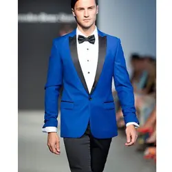 Модные Королевский синий смокинг 2 шт. Slim Fit костюм Для мужчин костюмы Trajes Hombre строгий костюм; для жениха костюмы пользовательские Нарядные