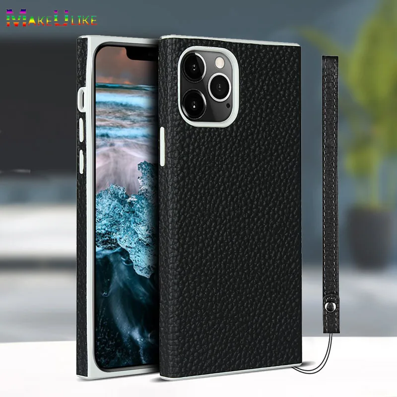 Strong Anti-fall Case For iPhone  12 Mini 11 Pro Max Case Cover Genuine Leather Strap Case For iPhone 11Pro 12Pro 12Mini Cover