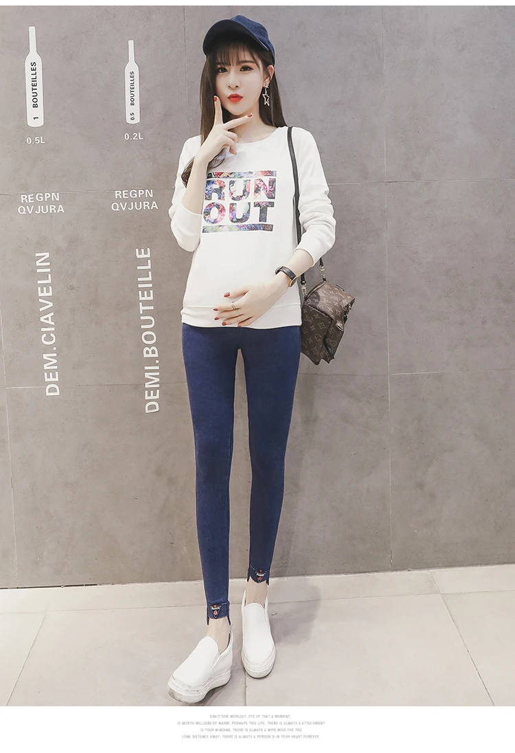 Maternity Clothes New Style Autumn Clothing Pregnant Women Washing Water Jeans Casual Pregnant Women Elasticity Cowboy Skin