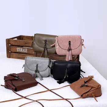 

2019 Mini Women Messenger Bags Pu leather Women Shoulder Bag Tassel Solid Clutches Chain Women Crossbody Bags Tote