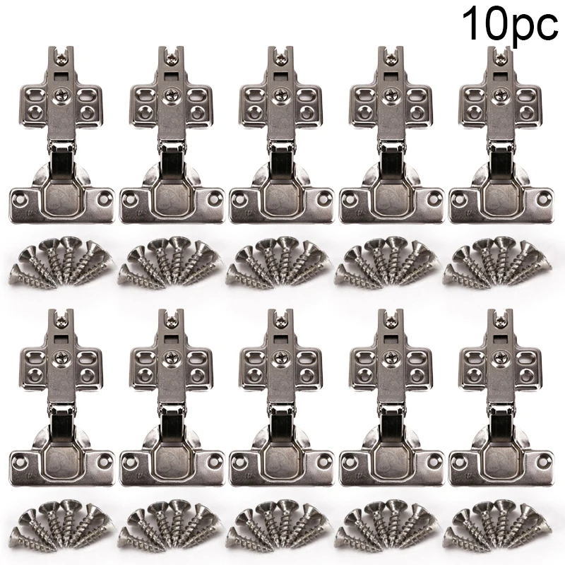 20pcs Steel Soft Close Hydraulic Cupboard Cabinet Door Hinge Slow Shut Clip-On 35MM hinged Cup Hinge Straight arm Fixed Base