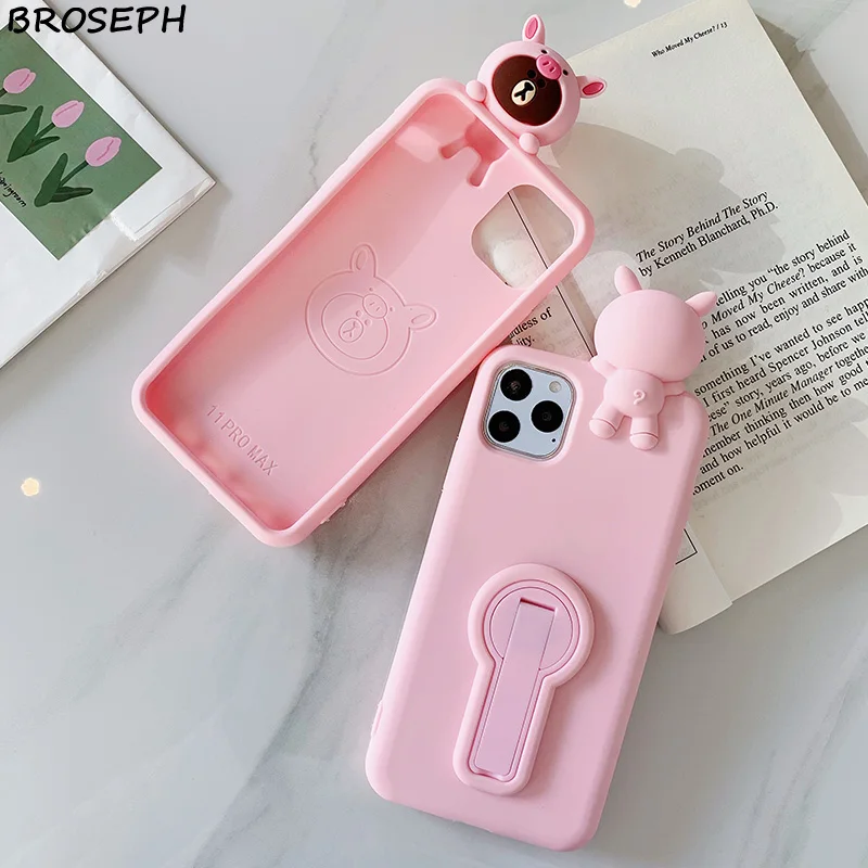 Милый чехол-подставка для iPhone 11 Pro Max X XR XS мягкий силиконовый защитный чехол 7 8 6 6s