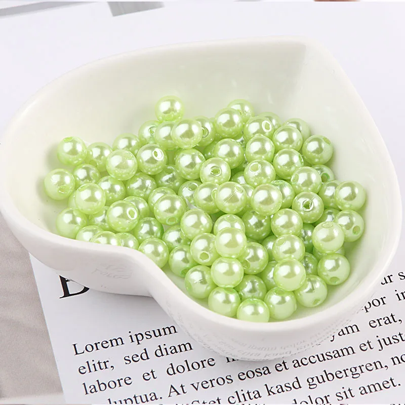 green Искусственные круглые бусы одежда с жемчугом и с отверстиями для DIY Искусство Цепочки и ожерелья Модные украшения для изготовления аксессуаров 3/4/5/6/8 мм - Цвет: green