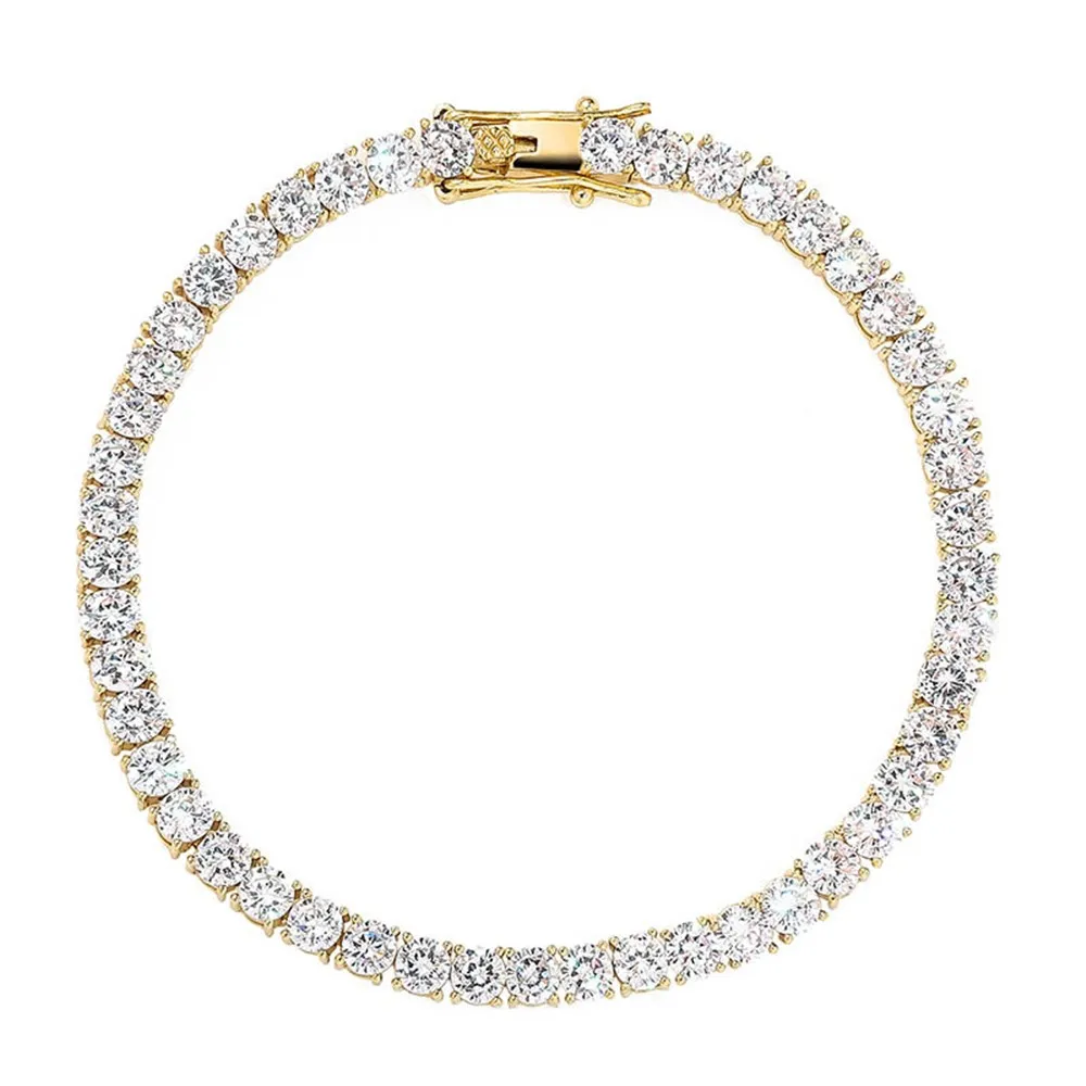 925 пробы серебряные цепи браслеты с кубическим цирконием Bling 4 мм теннисные цепи браслет для мужчин и женщин хип-хоп ювелирные изделия подарки