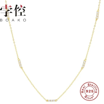 

BOAKO Clavicle 925 Sterling Silver Necklace For Women 2020 Jewelry Initial Gold 18k Chain Choker Necklace Collares Bijoux Collar
