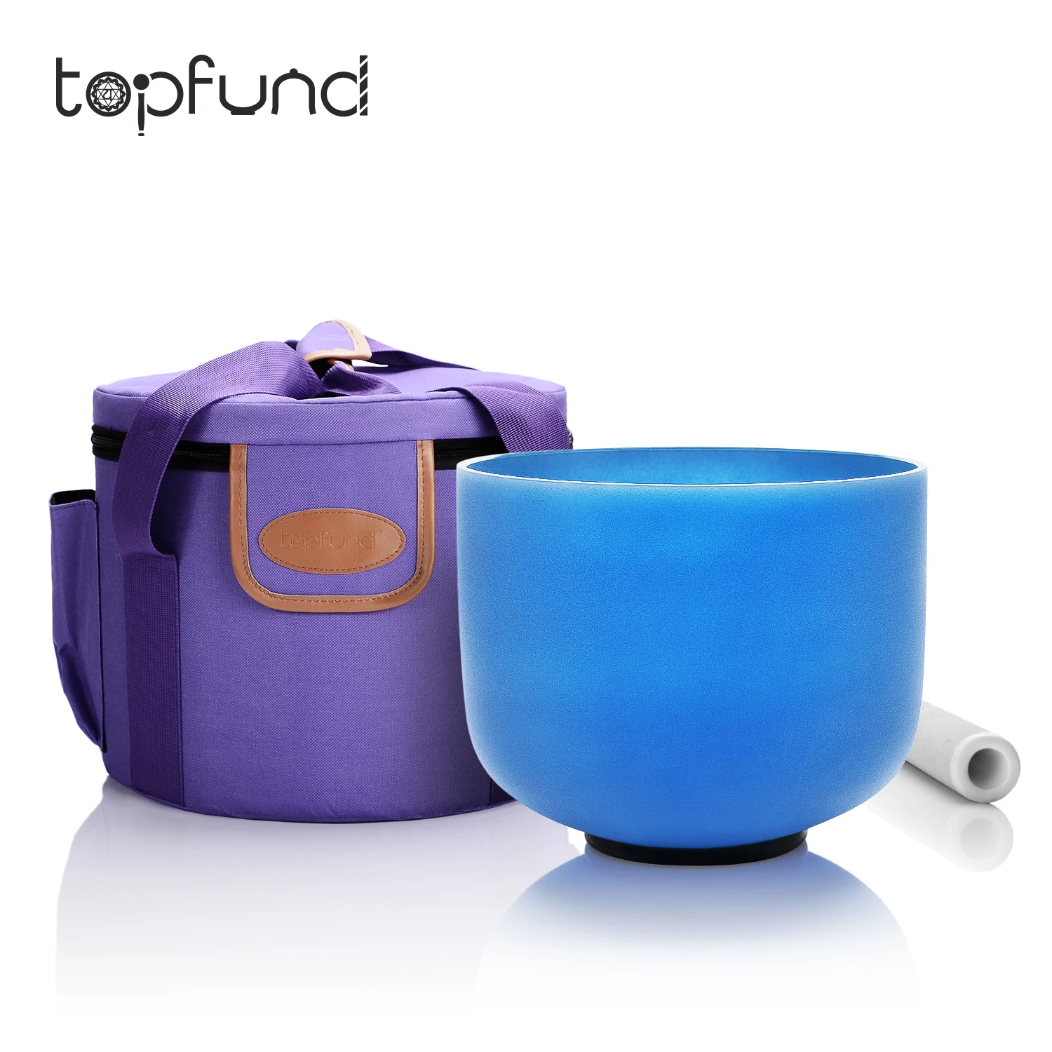 

TOPFUND G Throat Chakra Tuned Blue Colored Frosted Quartz Crystal Singing Bowl ,case free