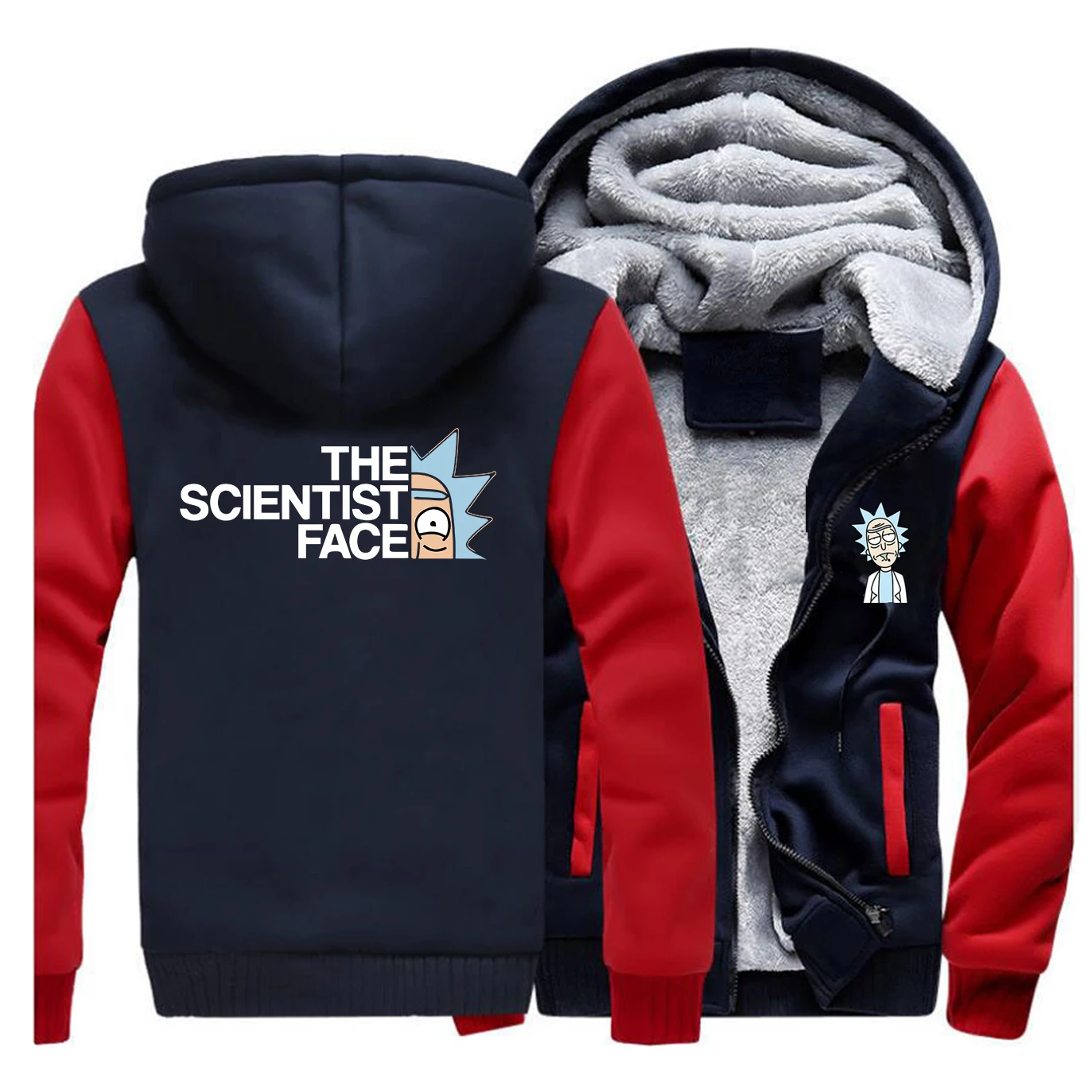 

Winter Men Thick Warm Fleece Jacket Rick And Morty Anime The Scientist Face Coat Sweatshirt Raglan Hoodies Jackets Outwear Coats