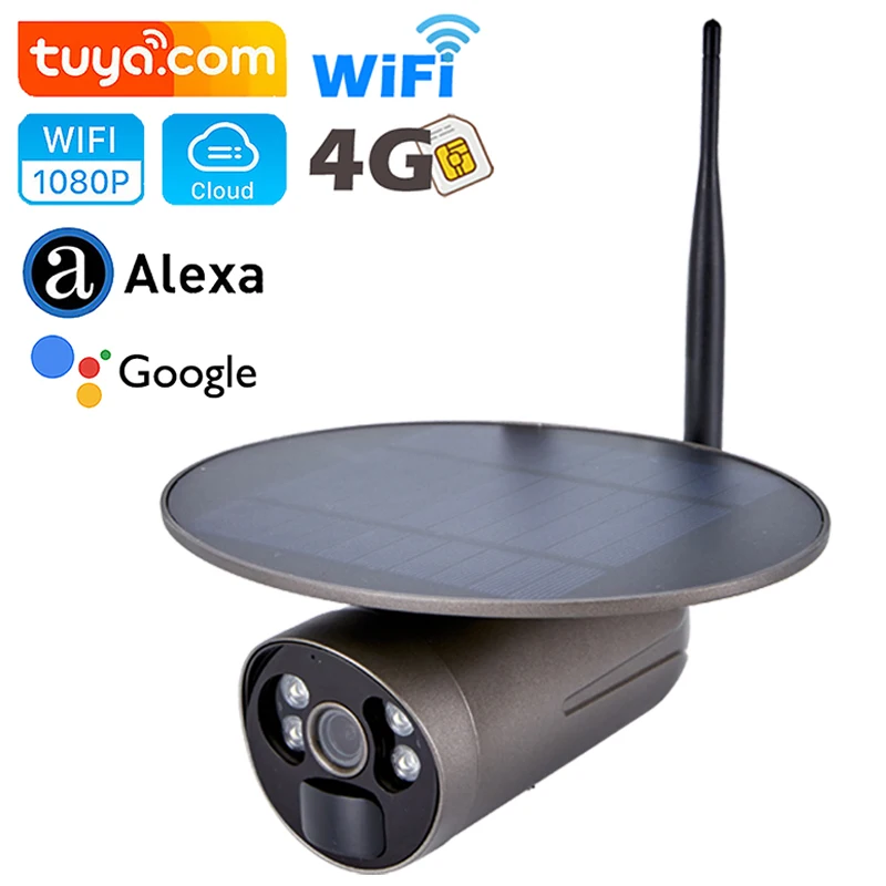 4G IP Камера Sim карты LTE Солнечная Панель Tuya на открытом воздухе Wi-Fi