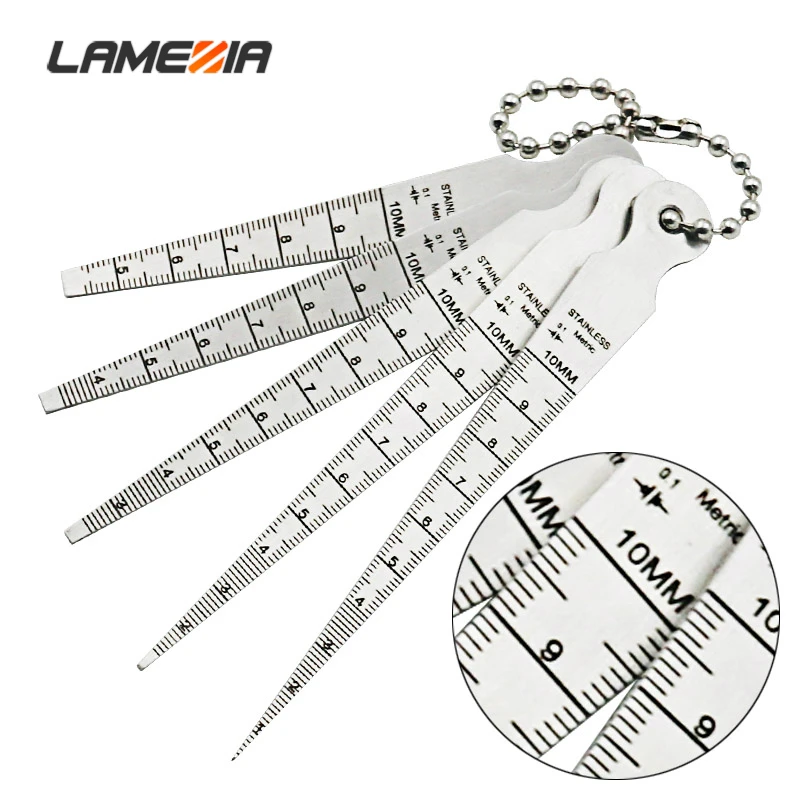 

LAMEZIA 5pcs/set 1-10mm Stainless Steel Feeler Taper Gauge Aperture Scale Wedge Drill Hole Measurement Tools For Electrical