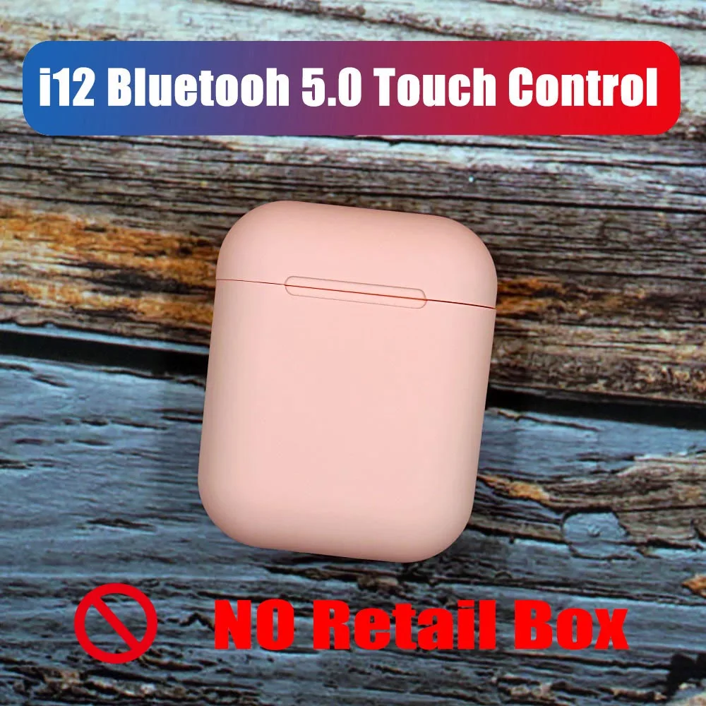 i12 C pink no box Матовая i12 наушники-вкладыши tws с Pop up наушники Bluetooth 5,0 наушники Беспроводной гарнитуры сенсорный Управление спортивные стерео наушники - Цвет: i12 C pink no box