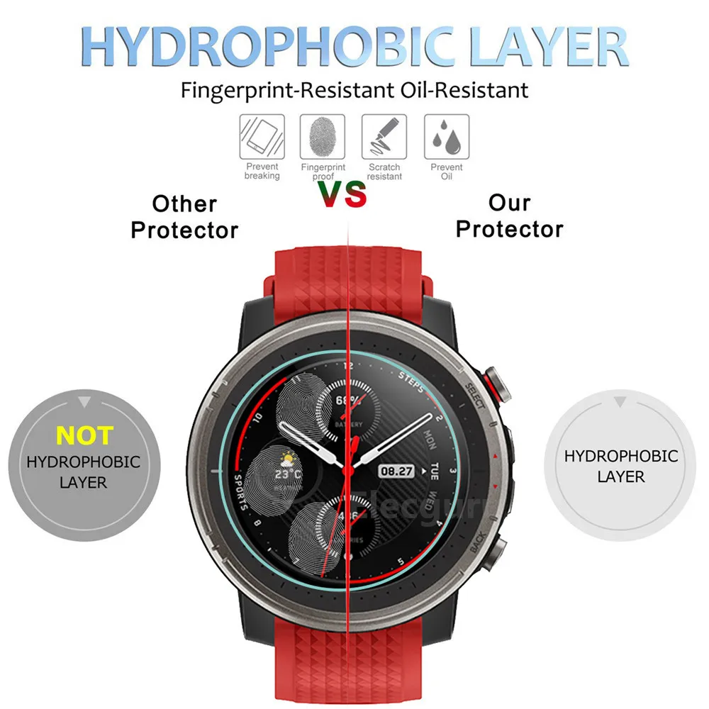 3 Pack for Amazfit Stratos 3 GPS Smart Watch Tempered Glass Screen Protector 9H 2.5D Scratch Proof  - 4000282902147