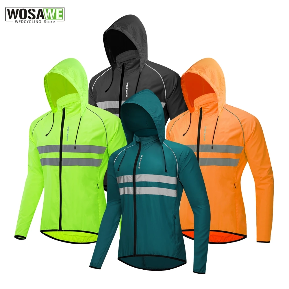 WOSAWE Windproof Cycling Jackets Hooded Waterproof Long Sleeve