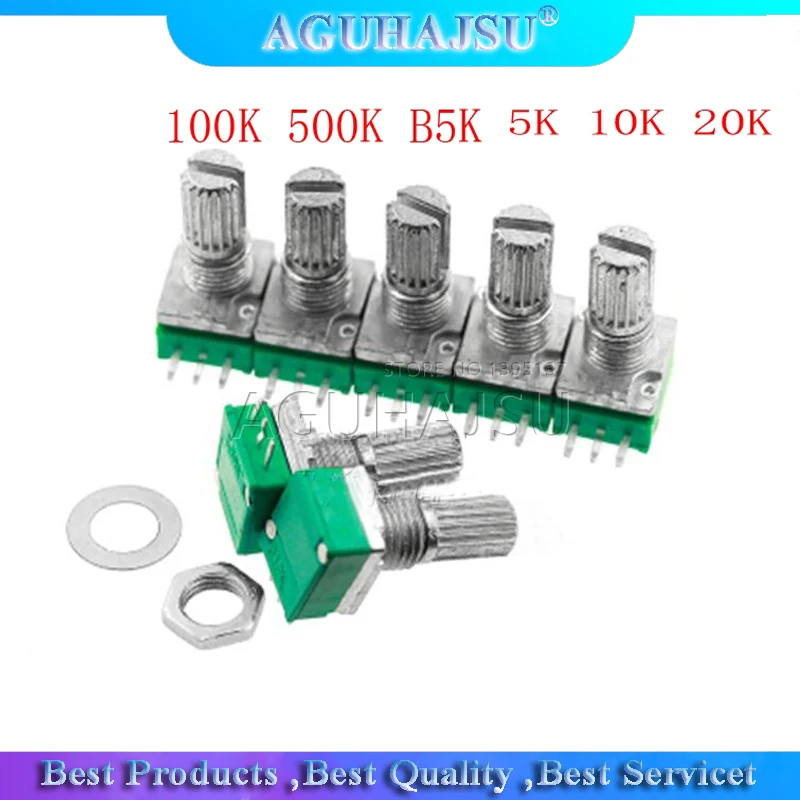 5pcs RK097G Dual Potentiometer – 6-Pin Sealed Audio Pot – B5K/10K/20K/50K/100K Values 6 thumbnail image