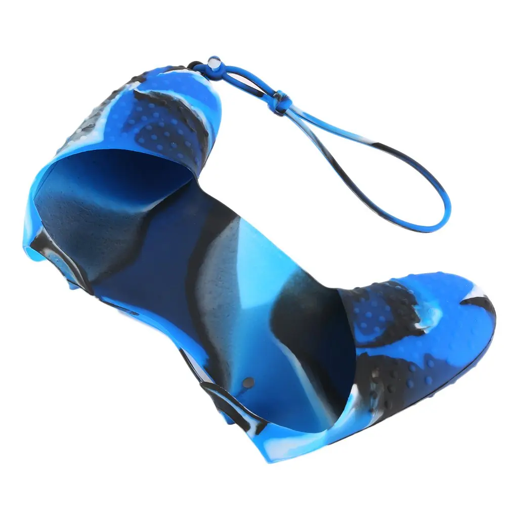 Soft Silicone Skin Protective Case Cover With Hand Rope for SONY PS4 Controller Camouflage Black