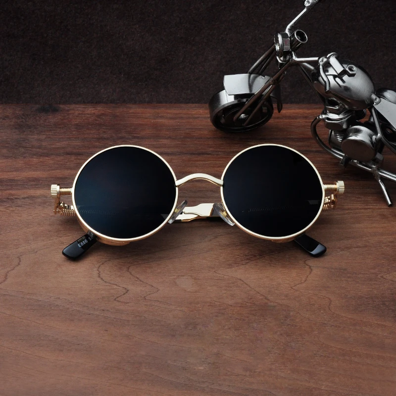 

Classic Fashion Steampunk Sunglasses Men Women Retro Gothic Round Male's Eyewear Vintage Metal Frame Goggle Brand Designer UV400