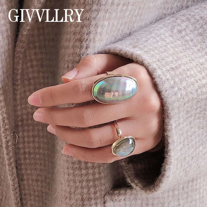 

Imitation Pearl Shell Finger Rings for Women Statement Jewelry Vintage Chic Exaggerated Gold Oval Geometric Knuckle Korean Ring