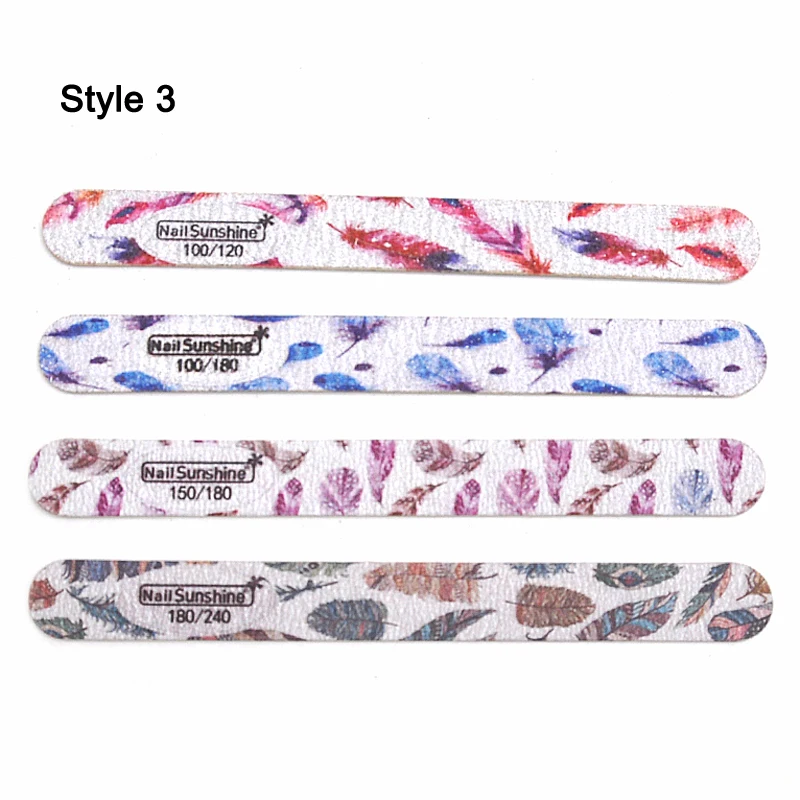 10 Pcs Printed Flower Wood Nail Files 100/120/150/180/240 Wooden Sanding Buffer Block Gel Polishing Nails Files Accessories Tool