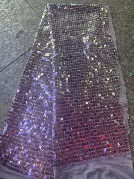

African 3D Sequins Lace Fabric 2020 High Quality Lace French Sequence Tulle Lace Nigerian Lace Fabrics For Wedding YYZ005