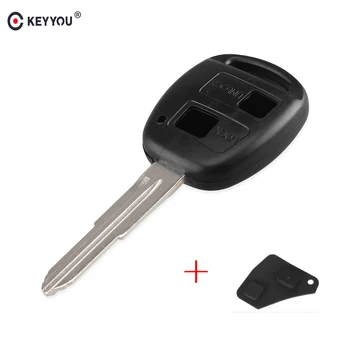 

KEYYOU 2 buttons Car Key Shell Case Fob For Toyota Yaris With TOY41 Uncut Blade Auto Key Fob Replacement with Rubber Button Pad