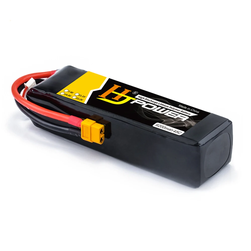 

Hot RC Battery.HJ Power 14.8V 4S 6200MAH 45C T Plug/XT60 Plug Lipo Battery For RC 1/8 Car / Rc Airplane / Rc Drone
