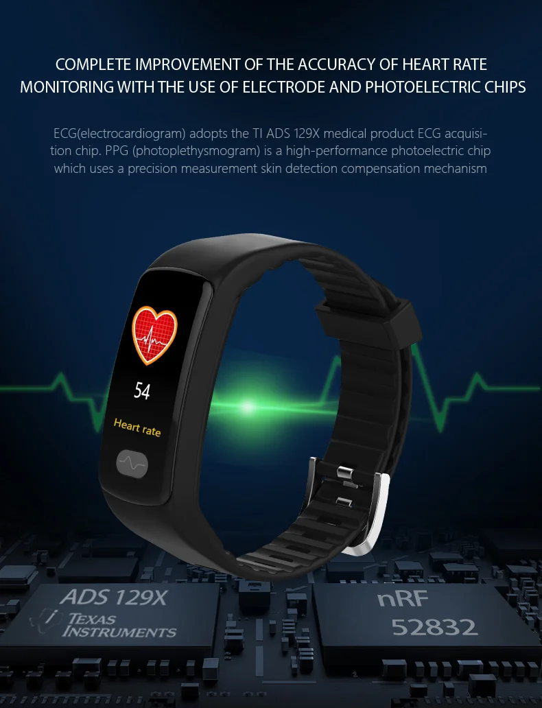 KYCXD цветной экран умный Браслет 3D динамический UI ecg Водонепроницаемый Упражнение пульс и кровяное давление Браслет фитнес-браслет