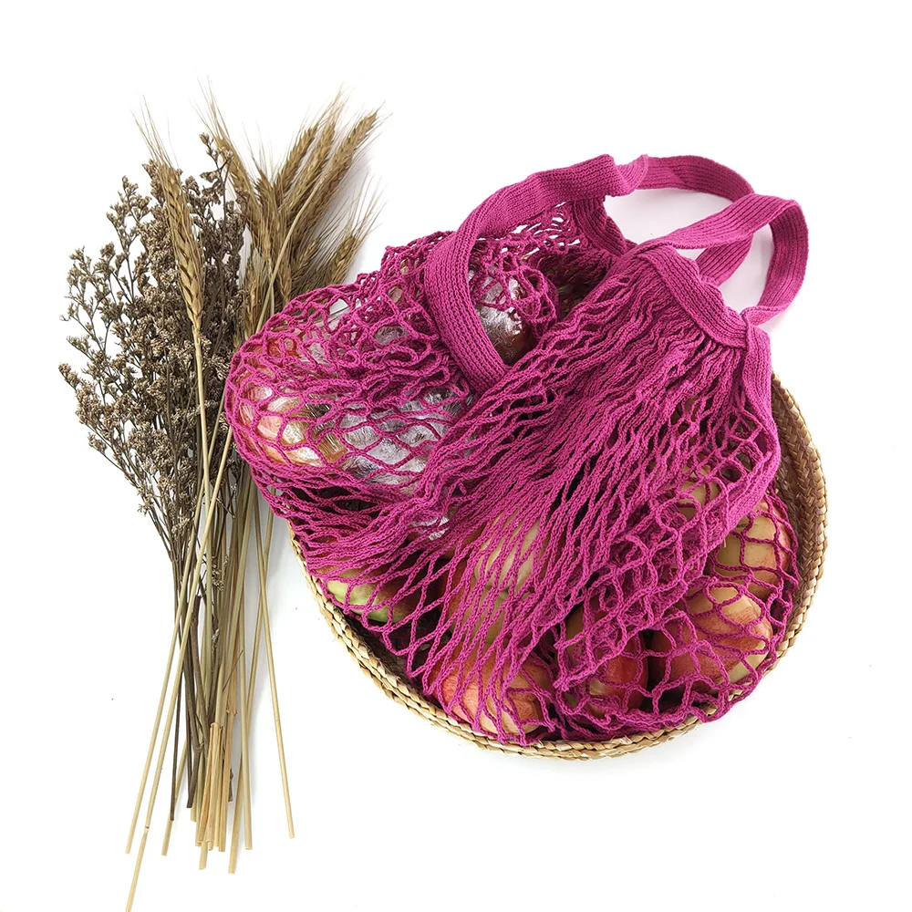 Bolso de compras tipo malla tejida reutilizable, bolsa de almacenamiento de frutas y verduras, tejido de red, tienda de comestibles, Verde