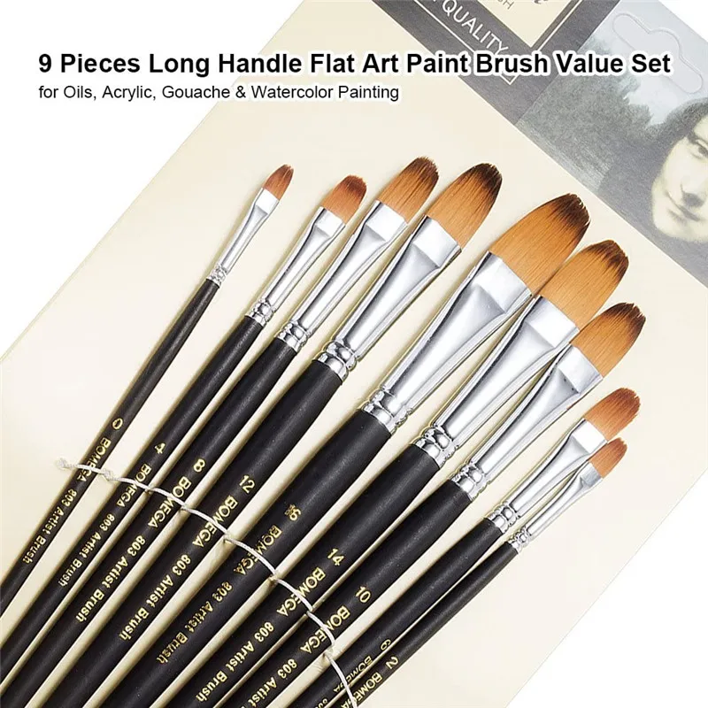 Wildzwijnhaar waaierpensel acryl aquarel olie penseel penselset, LEA-SHALL 6 stuks schilderspenselen voor olieverf acrylverf, professionele fan penseel set voor schilderen aquarelpenselen