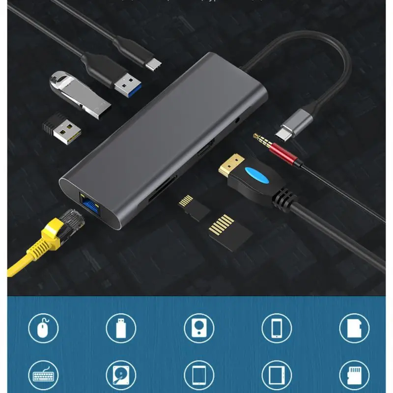 9 в 1 USB C концентратор ключ с Ethernet для MacBook Air Pro и других типов C ноутбука X6HA
