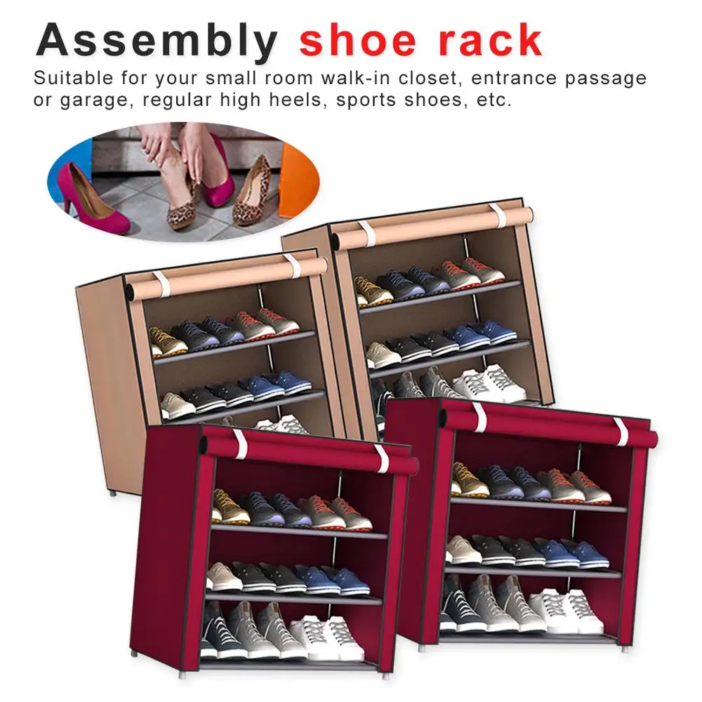 Solid Color Double Rows High Quality Shoes Cabinet Shoes Rack Large Capacity Shoes Storage Organizer Shelves DIY Home Furniture