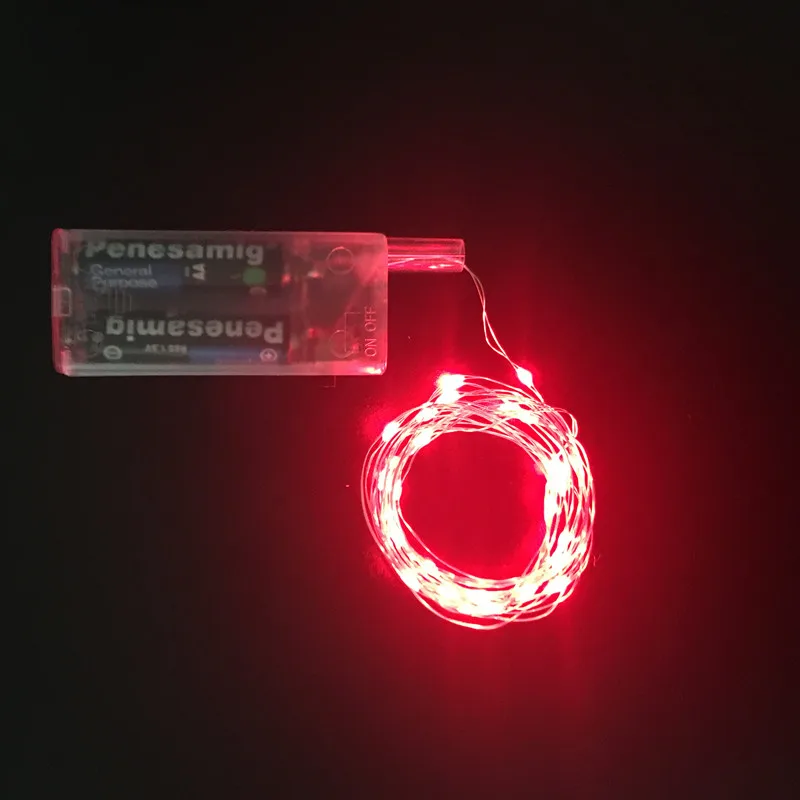 Red no battery 1/2/3 м Медный провод светодиодный строки праздничное освещение Фея гирлянда для елки Свадебная вечеринка украшения - Цвет: Red no battery