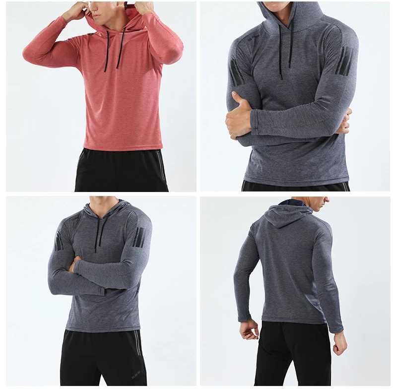 BARBOK Autumn Hoodies Sport T Shirt Men's Zipper Running Jackets Fitness Gym Sports Clothing Sport Top Tight Fitness Sportswear