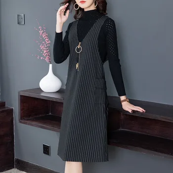 

Vest Dress 2019 Sweater Skirt Two-piece Set Strap Skirt Suit Foreign Style Age Reduction Suit