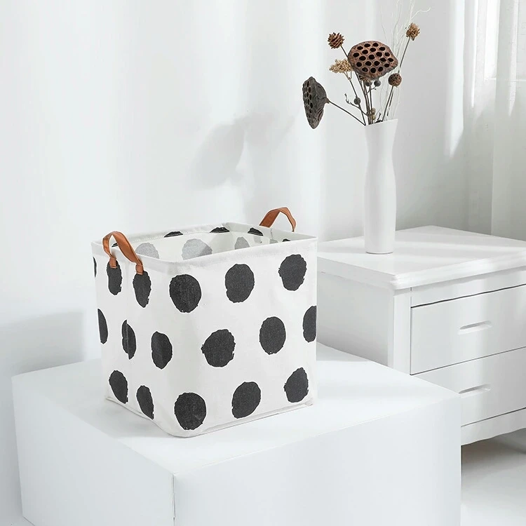 32*32*32cm Foldable Laundry Basket Toys Clothes Books Organizer Cotton Canvas Storage Basket