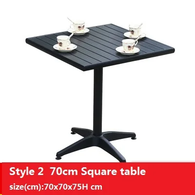 Style 2 70x70xH75cm Открытый стол патио открытый-Воздушный Балконный стол кофе открытый досуг алюминиевая настольная пластиковая древесина антикоррозийный деревянный садовый стол - Цвет: Style 2 70x70xH75cm