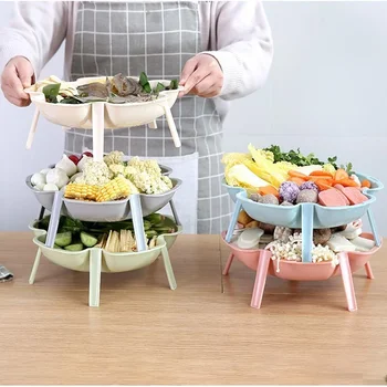 

Creative Multi-color Fruit Plate Hot pot plate dinner plate cutlery set home kitchen supplies beef side dish commercial plastic