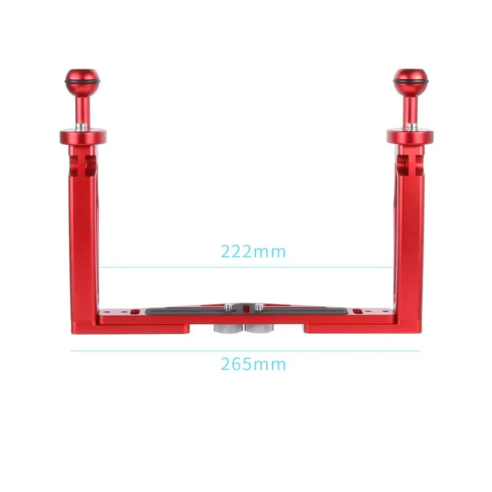 DSLR Дайвинг двойной ручной лоток кронштейн с зажимом винт адаптер Верхняя ручка затвор расширение Спортивная камера Подводная фотография - Цвет: Red handheld