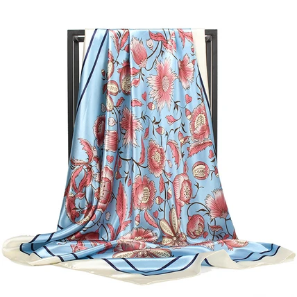 C302 O CHUANG Шелковый роскошный женский шарф модный бренд foulard Soie Hijab большой квадратный платок для женщин 90*90 см платок - Цвет: C302