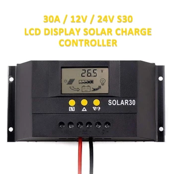 

30A 12V 24V Auto Solar Charge Controller PWM Controllers LCD Dual Output Solar Panel PV Regulator Timer Control