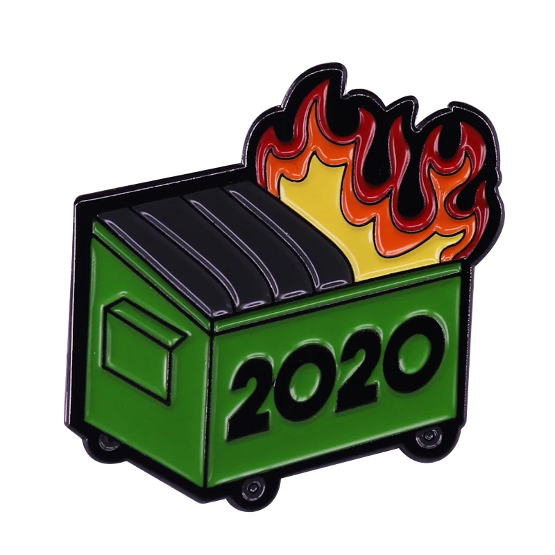 Мусорный бак огонь 2020 значок пандемия убийца ОСА полиция Rioters булавка сосет