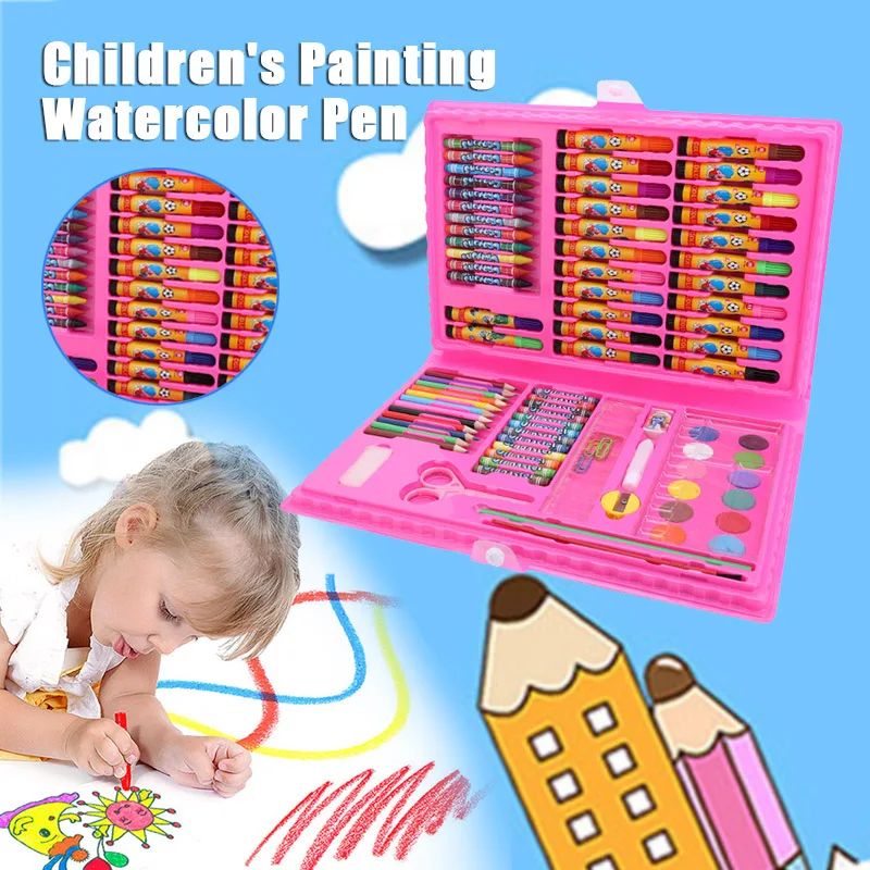 Billige 86 Pcs Kinder Malerei Werkzeuge Kunst Liefert für Zeichnung mit Aquarell Stift Herrscher Spitzer NC99