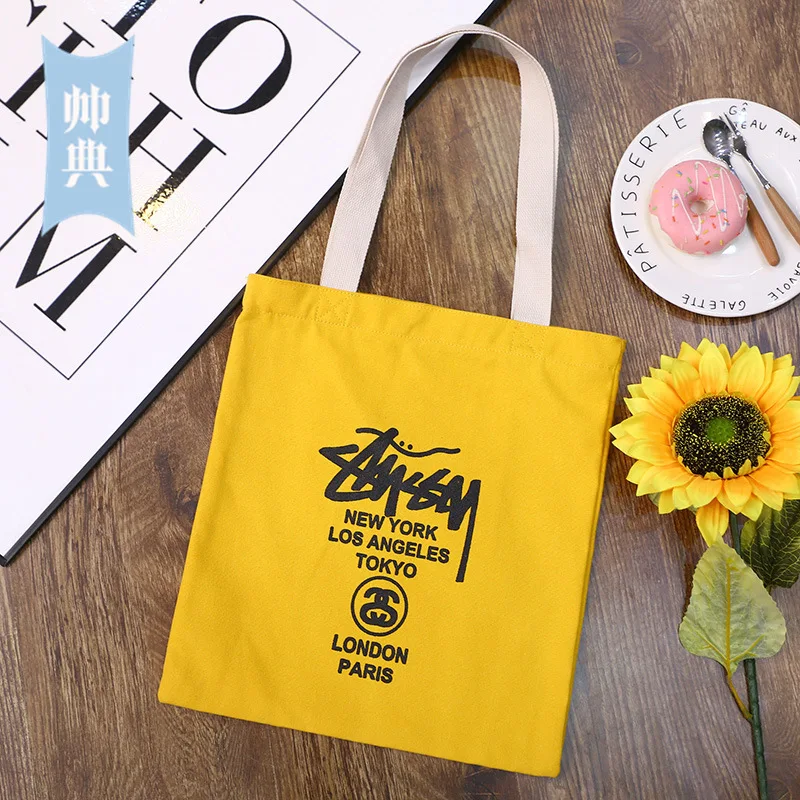 

New Style Single-shoulder Canvas Bag Hand Trend WOMEN'S Bag Environmentally Friendly Shopping Bag Schoolbag Manufacturers Wholes